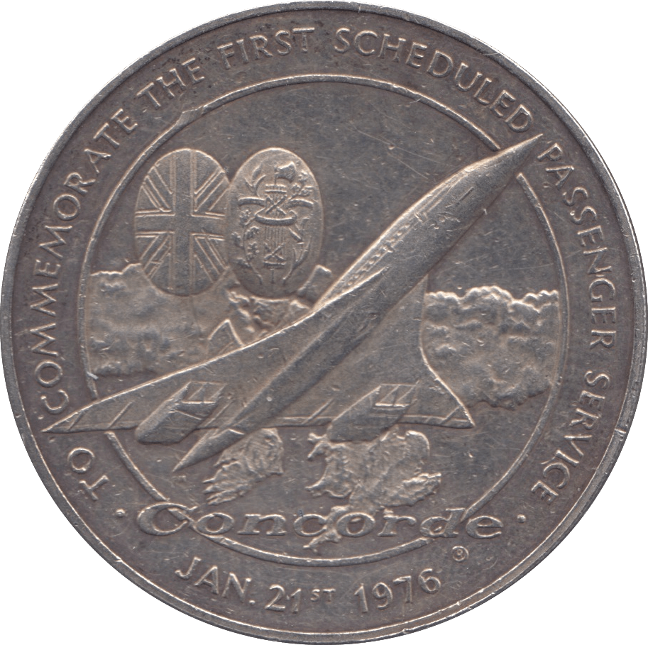 1976 SILVER PROOF CONCORDE FIRST SCHEDULED PASSENGER SERVICE COMMEMORATIVE MEDAL - SILVER WORLD COINS - Cambridgeshire Coins