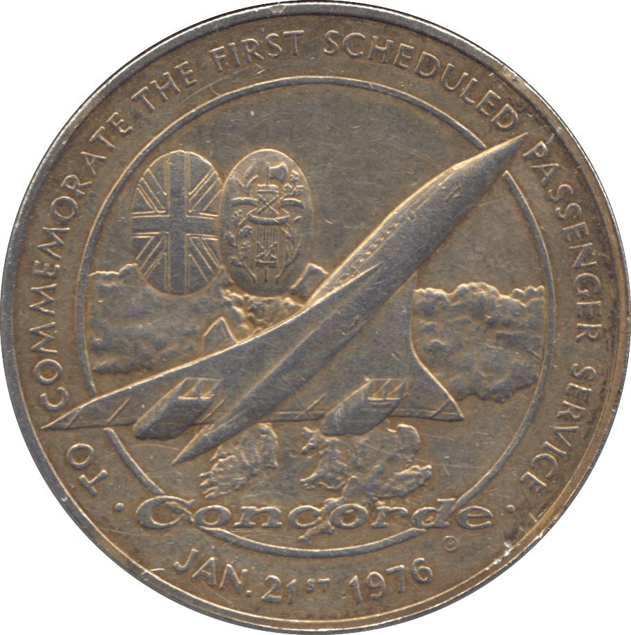 1976 SILVER PROOF CONCORDE FIRST SCHEDULED PASSENGER SERVICE COMMEMORATIVE MEDAL - SILVER WORLD COINS - Cambridgeshire Coins