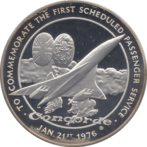 1976 SILVER PROOF CONCORDE FIRST SCHEDULED PASSENGER SERVICE COMMEMORATIVE MEDAL - SILVER WORLD COINS - Cambridgeshire Coins