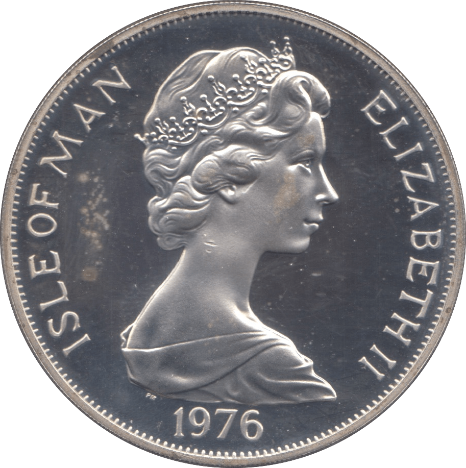 1976 SILVER PROOF ONE CROWN ISLE OF MAN - SILVER WORLD COINS - Cambridgeshire Coins