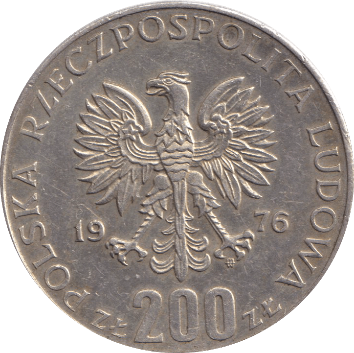 1976 SILVER TWO HUNDRED ZLOTYCH POLAND - SILVER WORLD COINS - Cambridgeshire Coins