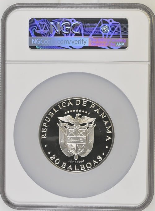 1976FM SILVER PROOF PANAMA SIMON BOLIVAR S20B ( NGC ) PF67 ULTRA CAMEO - NGC SILVER COINS - Cambridgeshire Coins