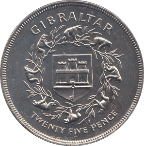 1977 25 PENCE GIBRALTAR - WORLD COINS - Cambridgeshire Coins