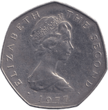 1977 CIRCULATED LARGE 50P ISLE OF MAN - 50P CIRCULATED - Cambridgeshire Coins
