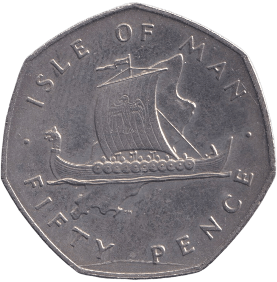 1977 CIRCULATED LARGE 50P ISLE OF MAN - 50P CIRCULATED - Cambridgeshire Coins