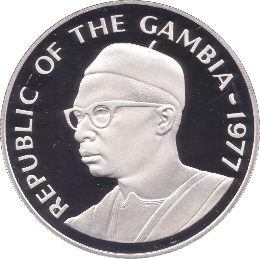 1977 GAMBIA 20 DALASIS GOOSE SILVER PROOF COIN .925 - SILVER WORLD COINS - Cambridgeshire Coins