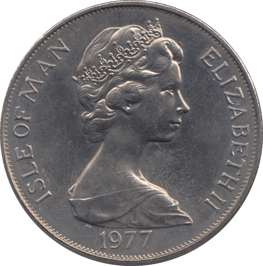 1977 ISLE OF MAN CROWN - SILVER WORLD COINS - Cambridgeshire Coins