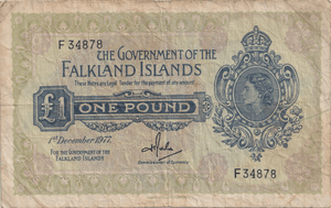 1977 ONE POUND FALKLAND ISLANDS BANKNOTE REF-1804 - WORLD BANKNOTES - Cambridgeshire Coins