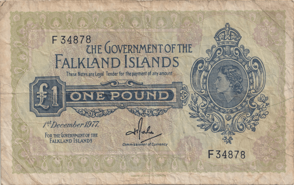 1977 ONE POUND FALKLAND ISLANDS BANKNOTE REF-1804 - WORLD BANKNOTES - Cambridgeshire Coins