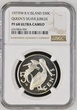 1977 SILVER 50 CENTS BRITISH VIRGIN ISLAND QUEEN'S JUBILEE ( NGC ) PF68 ULTRA CAMEO - NGC SILVER COINS - Cambridgeshire Coins