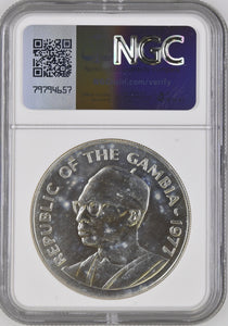 1977 SILVER GAMBIA FORTY DELASIS CONSERVATION AARDVARK ( NGC ) MS66 - NGC SILVER COINS - Cambridgeshire Coins