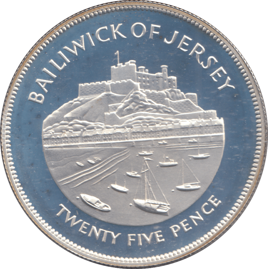 1977 SILVER PROOF 25 PENCE BAILIWICK OF JERSEY - Silver Proof - Cambridgeshire Coins