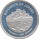 1977 SILVER PROOF 25 PENCE BAILIWICK OF JERSEY - Silver Proof - Cambridgeshire Coins