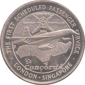 1977 SILVER PROOF CONCORDE FIRST SCHEDULED PASSENGER SERVICE COMMEMORATIVE MEDAL - SILVER WORLD COINS - Cambridgeshire Coins