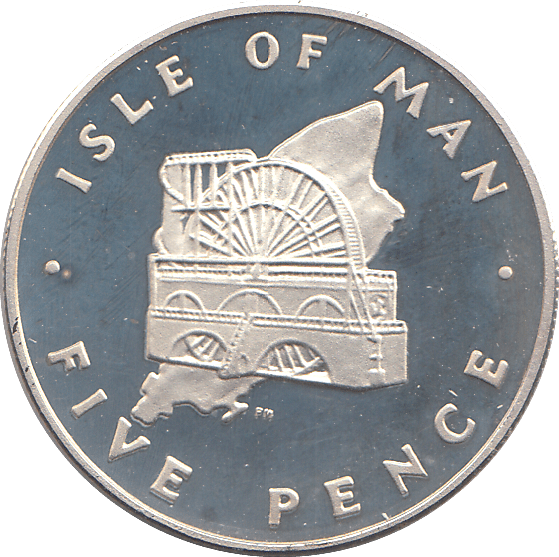1977 SILVER PROOF ISLE OF MAN 5 PENCE - WORLD COINS - Cambridgeshire Coins