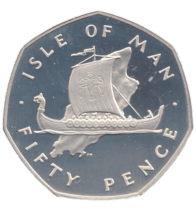 1977 SILVER PROOF ISLE OF MAN 50 PENCE - WORLD COINS - Cambridgeshire Coins
