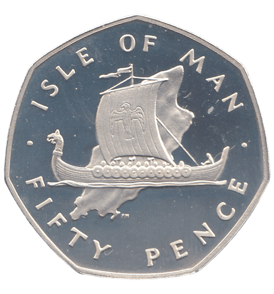 1977 SILVER PROOF ISLE OF MAN 50 PENCE - WORLD COINS - Cambridgeshire Coins