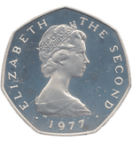 1977 SILVER PROOF ISLE OF MAN 50 PENCE - WORLD COINS - Cambridgeshire Coins