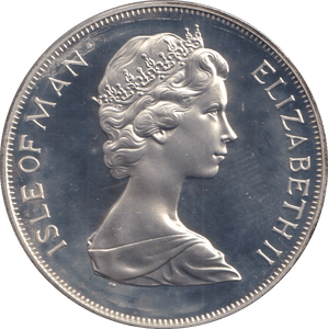 1977 SILVER PROOF ONE CROWN ISLE OF MAN - SILVER WORLD COINS - Cambridgeshire Coins