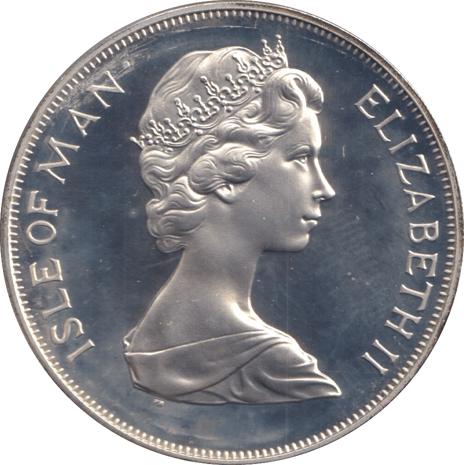 1977 SILVER PROOF ONE CROWN ISLE OF MAN - SILVER WORLD COINS - Cambridgeshire Coins