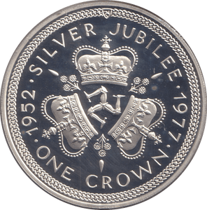 1977 SILVER PROOF ONE CROWN ISLE OF MAN - SILVER WORLD COINS - Cambridgeshire Coins