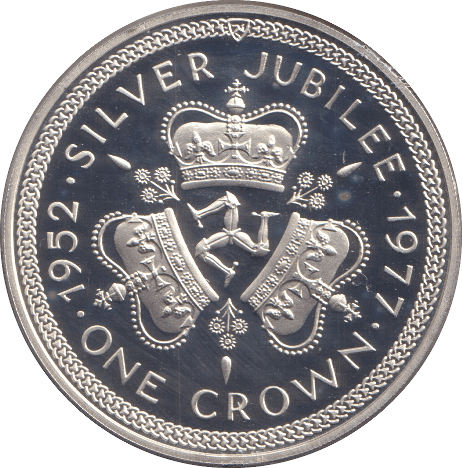 1977 SILVER PROOF ONE CROWN ISLE OF MAN - SILVER WORLD COINS - Cambridgeshire Coins