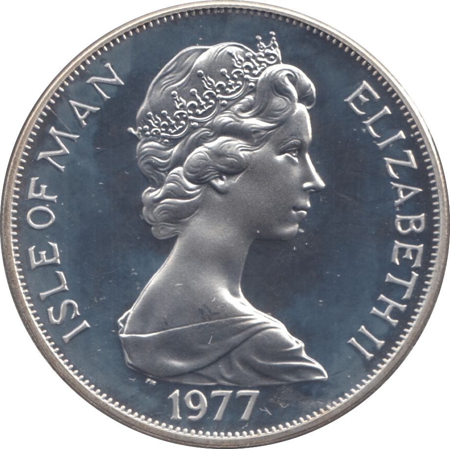 1977 SILVER PROOF QUEENS SILVER JUBILEE ISLE OF MAN CROWN - SILVER WORLD COINS - Cambridgeshire Coins