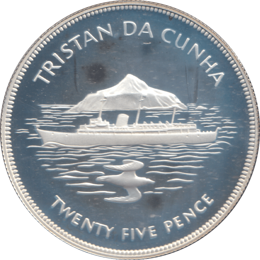 1977 SILVER PROOF TRISTAN DA CUNHA TWNETY FIVE PENCE - Silver Proof - Cambridgeshire Coins