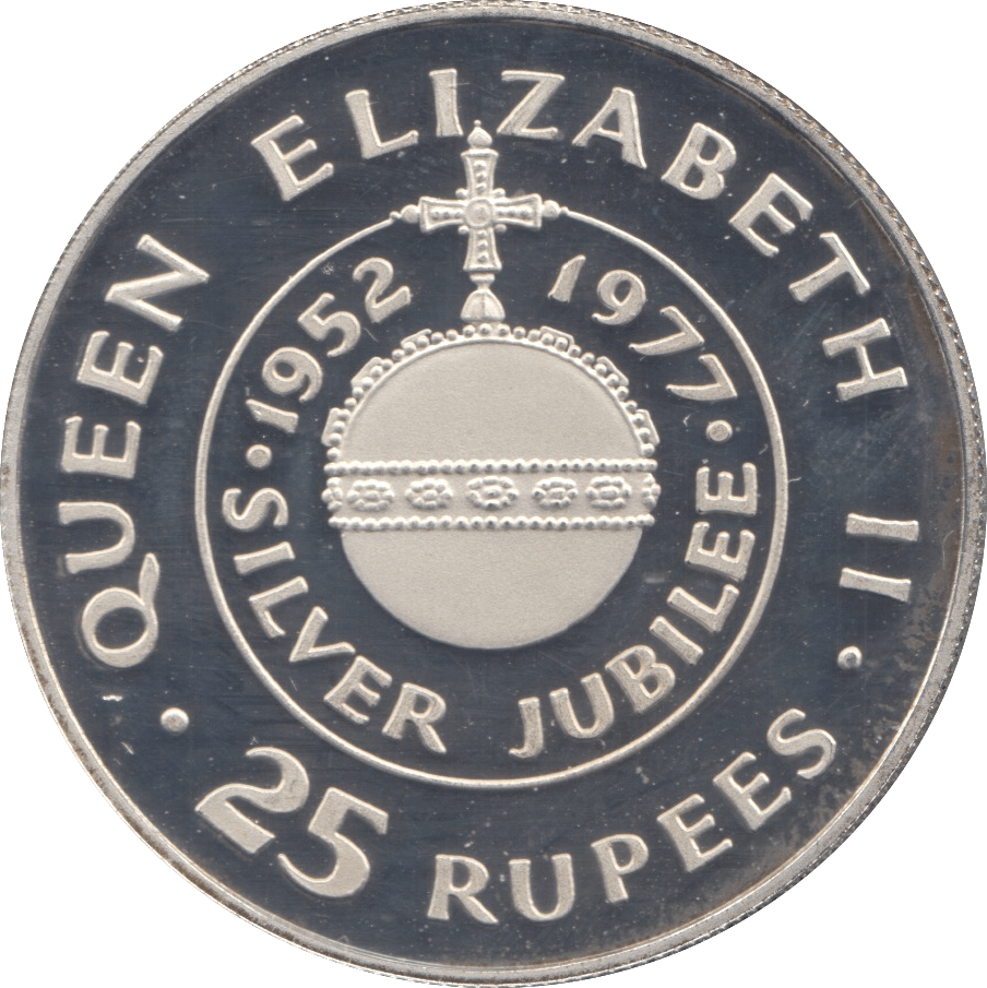 1977 SILVER PROOF TWENTY FIVE RUPEES SEYCHELLES - SILVER WORLD COINS - Cambridgeshire Coins