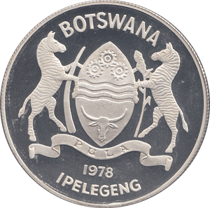 1978 BOTSWANA 5 PULA SILVER PROOF - WORLD COINS - Cambridgeshire Coins