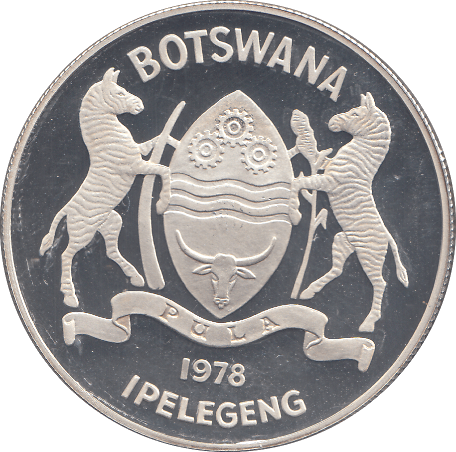 1978 BOTSWANA 5 PULA SILVER PROOF - WORLD COINS - Cambridgeshire Coins