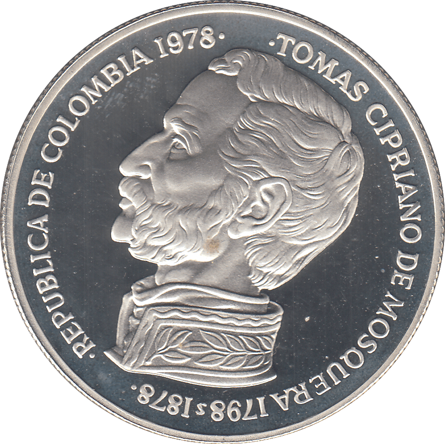 1978 COLOMBIA 500 PESOS SILVER PROOF - WORLD COINS - Cambridgeshire Coins