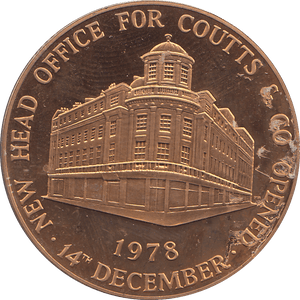 1978 NEW HEAD OFFICE FOR COUTTS COMMEMORATIVE COIN - WORLD COINS - Cambridgeshire Coins
