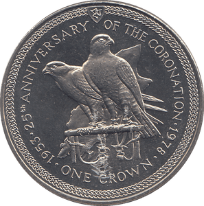 1978 ONE CROWN 25TH ANNIVERSARY OF THE CORONATION - WORLD COINS - Cambridgeshire Coins