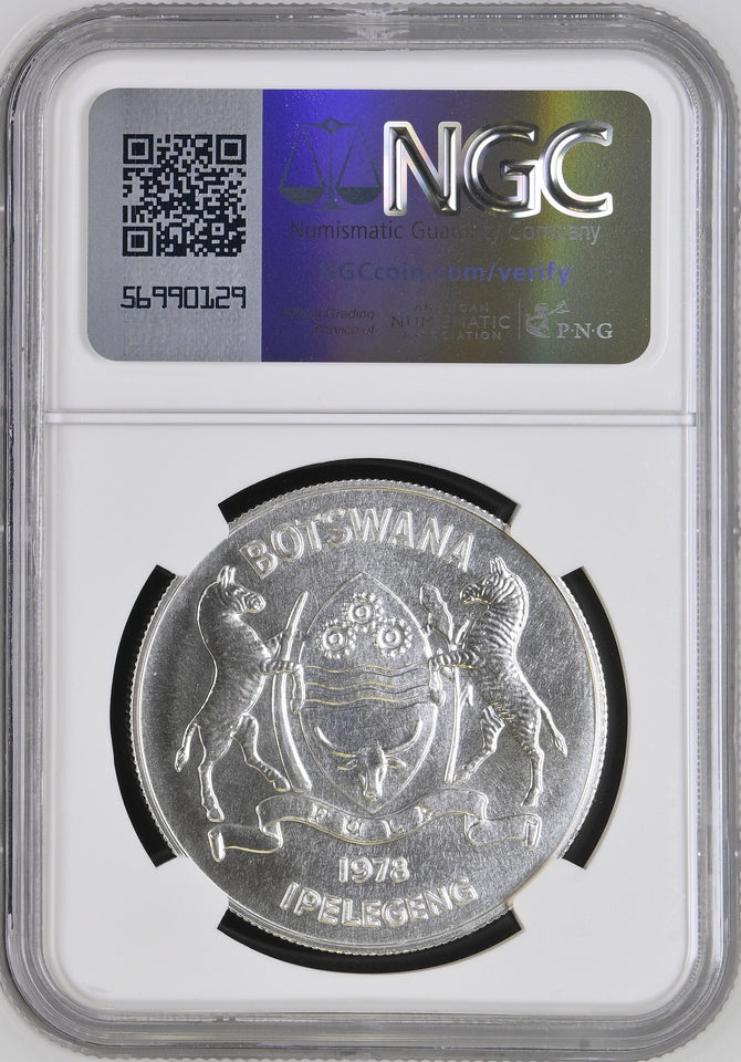 1978 SILVER BOTSWANA FIVE PULA CONSERVATION GEMSBOK ( NGC ) MS68 - NGC SILVER COINS - Cambridgeshire Coins