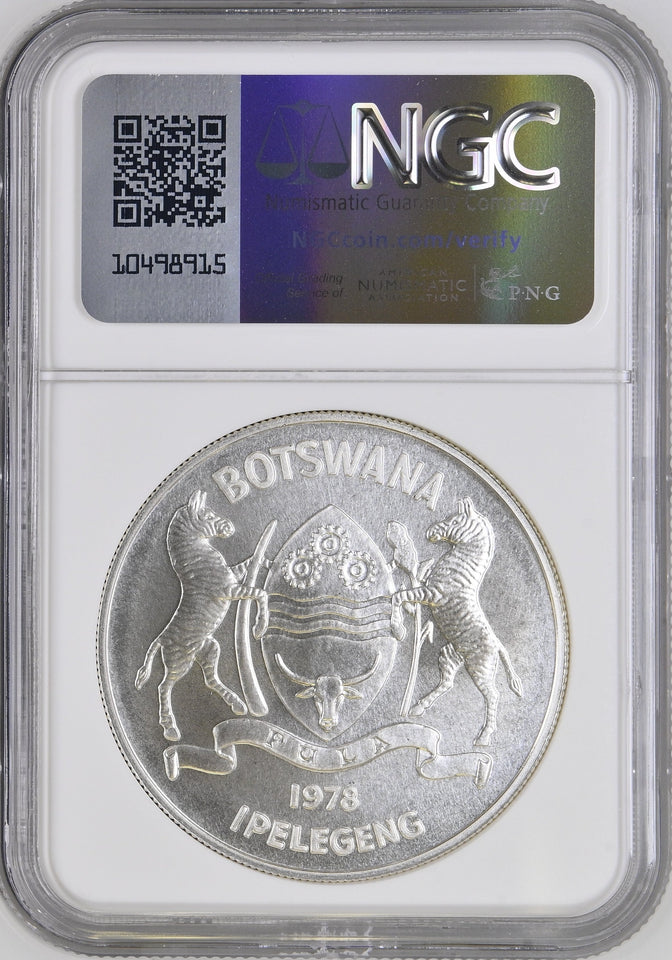 1978 SILVER BOTSWANA TEN PULA CONSERVATION KLIPSPRINGER ( NGC ) MS67 - NGC SILVER COINS - Cambridgeshire Coins