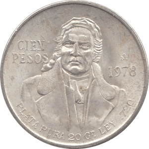 1978 SILVER COMMEMORATIVE 100 PESOS MEXICO - SILVER WORLD COINS - Cambridgeshire Coins