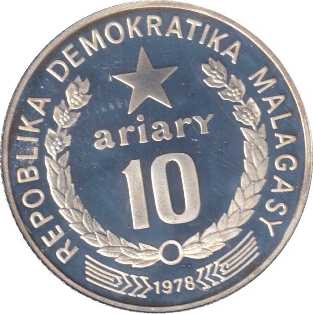 1978 SILVER PROOF 10 ARIARY MADAGASCAR - SILVER WORLD COINS - Cambridgeshire Coins