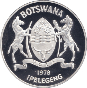 1978 SILVER PROOF 10 PULA BOTSWANA - SILVER WORLD COINS - Cambridgeshire Coins