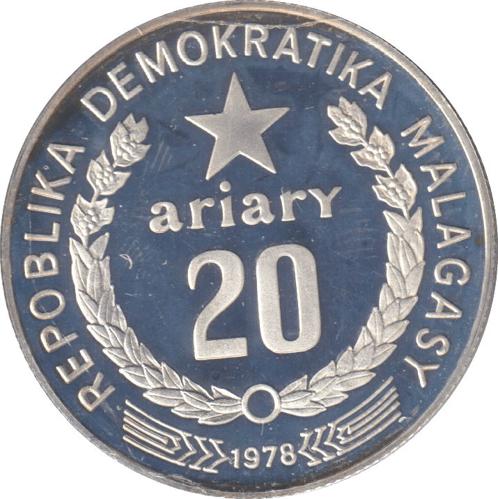 1978 SILVER PROOF 20 ARIARY MADAGASCAR - SILVER WORLD COINS - Cambridgeshire Coins