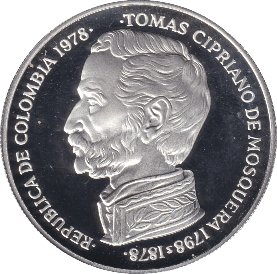 1978 SILVER PROOF 750 PESOS COLUMBIA - SILVER WORLD COINS - Cambridgeshire Coins