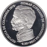 1978 SILVER PROOF 750 PESOS COLUMBIA - SILVER WORLD COINS - Cambridgeshire Coins