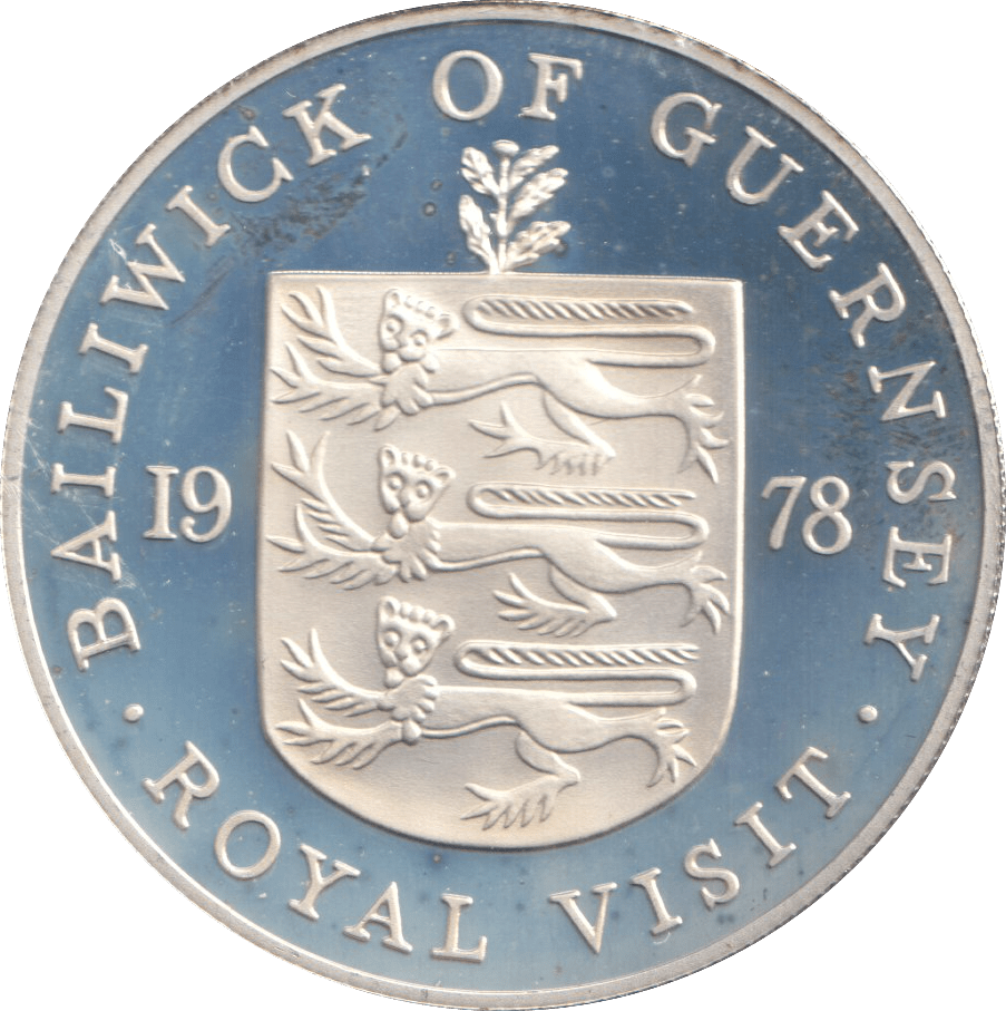 1978 SILVER TWENTY FIVE PENCE BAILIWICK OF GUERNSEY ROYAL VISIT - SILVER WORLD COINS - Cambridgeshire Coins