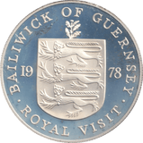 1978 SILVER TWENTY FIVE PENCE BAILIWICK OF GUERNSEY ROYAL VISIT - SILVER WORLD COINS - Cambridgeshire Coins