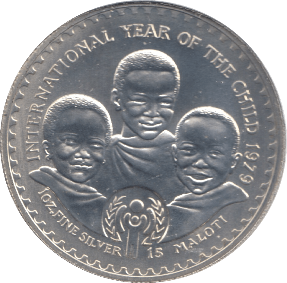 1979 15 MALUTI 1oz SILVER YEAR OF THE CHILD LESOTHO - SILVER WORLD COINS - Cambridgeshire Coins