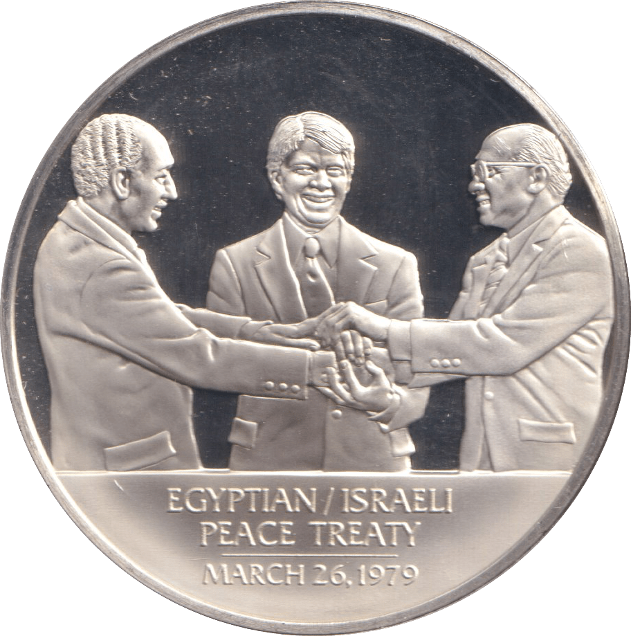 1979 SILVER EGYPTIAN / ISRAELI PEACE TREATY MEDALLION - MEDALS & MEDALLIONS - Cambridgeshire Coins