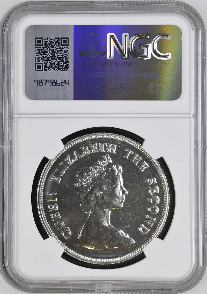 1979 SILVER FALKLANDS FIVE POUNDS CONSERVATION HUMPBACK WHALE ( NGC ) MS68 - NGC SILVER COINS - Cambridgeshire Coins