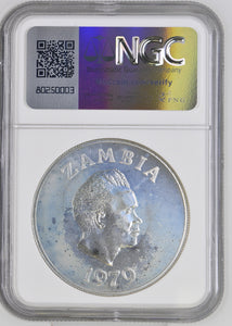 1979 SILVER ZAMBIA 10 KWACHA CONSERVATION TAITA FALCON COIN ( NGC ) MS66 - NGC SILVER COINS - Cambridgeshire Coins