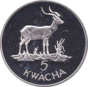 1979 ZAMBIA 5 KWACHA AFRICAN LONGHORN SILVER PROOF COIN .925 - SILVER WORLD COINS - Cambridgeshire Coins