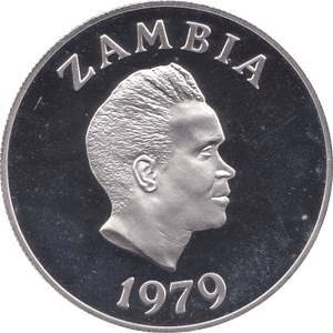 1979 ZAMBIA 5 KWACHA AFRICAN LONGHORN SILVER PROOF COIN .925 - SILVER WORLD COINS - Cambridgeshire Coins